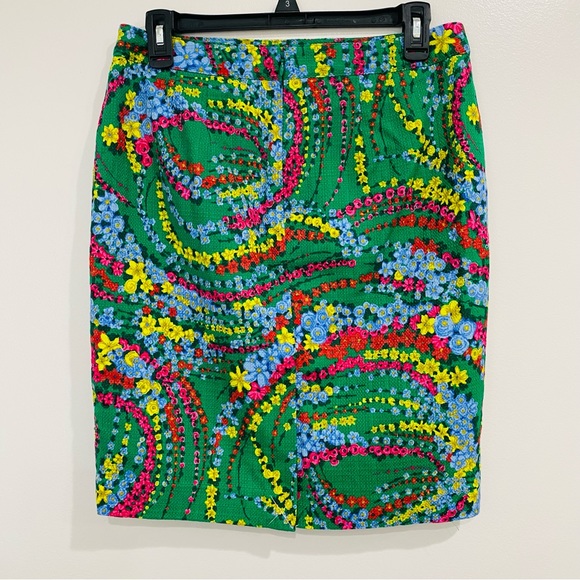 Talbot's Skirt Women's 6 Petite Green Modern Floral New Short Office Business - Picture 5 of 10